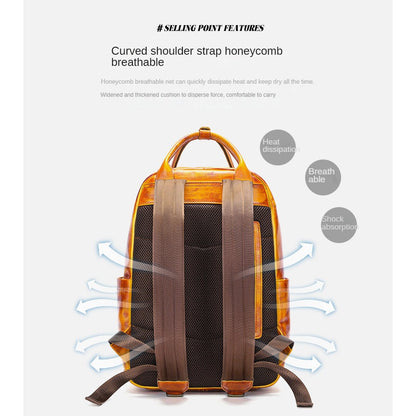 Genuine Leather Waterproof Outdoor High-capacity Backpack Full-grain Cowhide  Leather Backpack