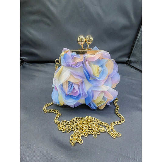 Women's Mesh Flower Clasp Purse Handmade Bag