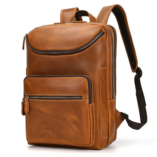 Men's Backpack Retro Large Capacity Backpack Computer Bag Cowhide Backpack