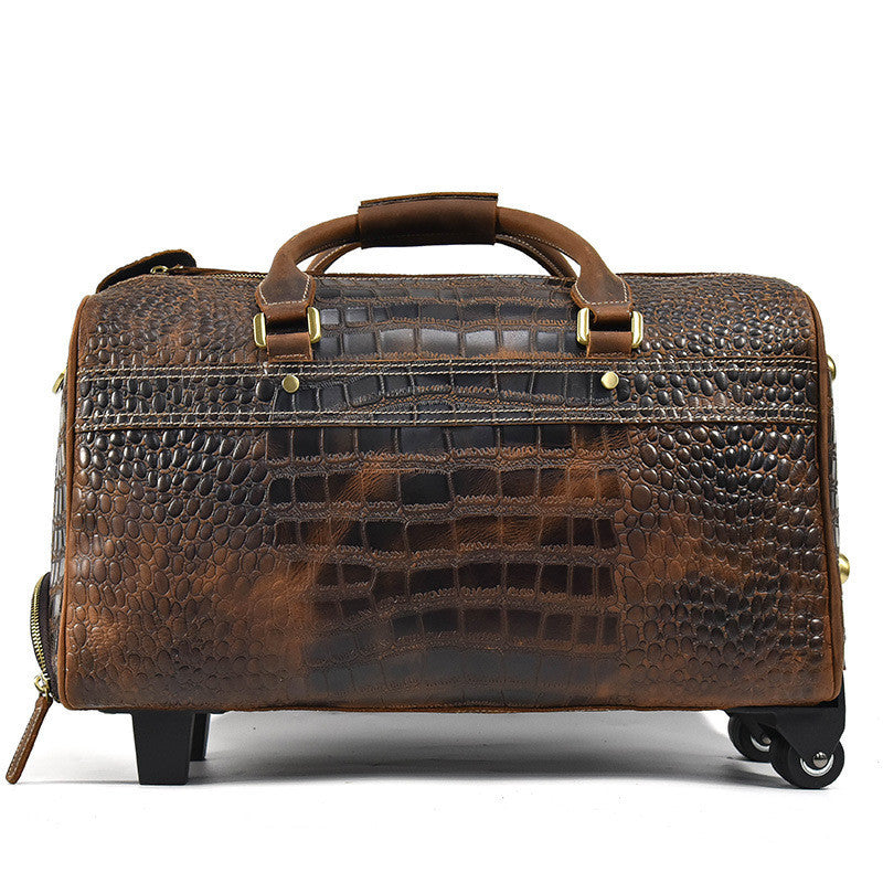 Men's Large-capacity Suitcase Genuine Leather Luggage Case Retro Cowhide Travel Bag