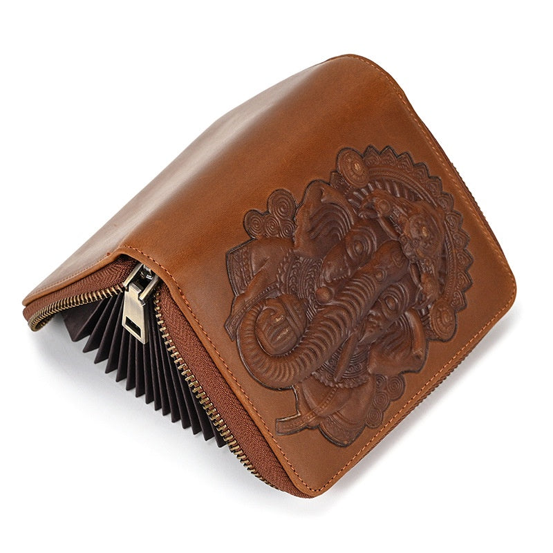 Large-capacity Cowhide Short Wallet Leather Card Holder