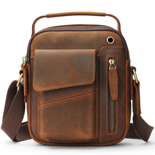 Men's High-capacity Crossbody Bag, Genuine Leather Bag