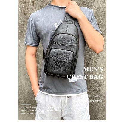 Multi Functional Men's Waist Bag, Leather Leisure Chest Bag, Single Shoulder Crossbody Bag, Motorcycle Waist Bag