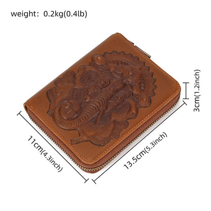 Large-capacity Cowhide Short Wallet Leather Card Holder