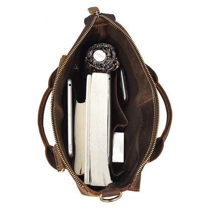 Crazy Horse Leather Retro Handbag Crossbody Bag Messenger Bag Leather Briefcase