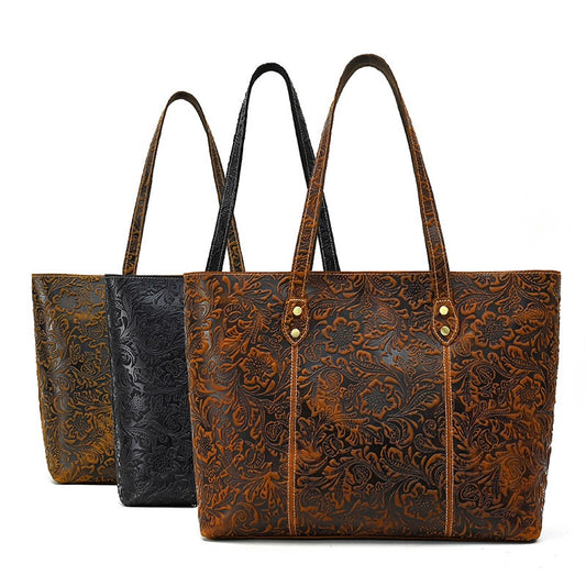Women's Handbags: Genuine Leather Shopping Bags, Full-grain Leather Shoulder Bags
