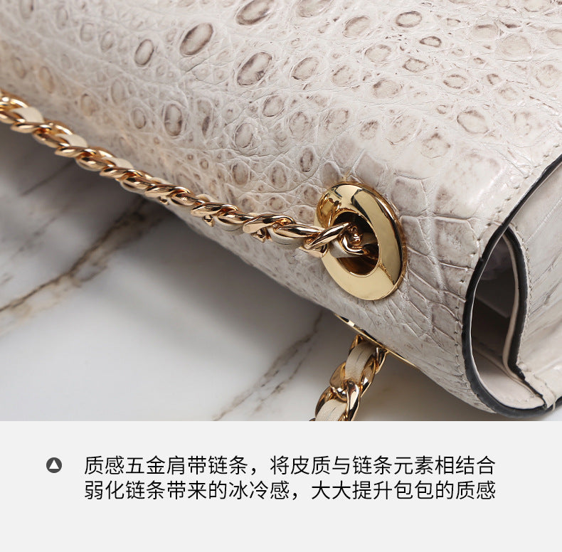 Himalayan White Crocodile Leather Handbag Ladies Shoulder Bag Women's Crossbody Bag