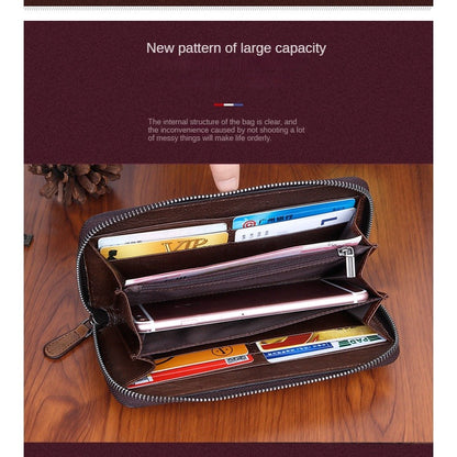 Full-grain Cowhide Women's Wallet Retro Multi Card Long Bag