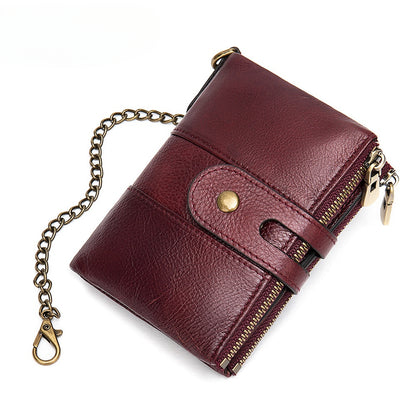 Men's Genuine Leather Zero Wallet Zipper Wallet Wallet Wallet Wallet Clip