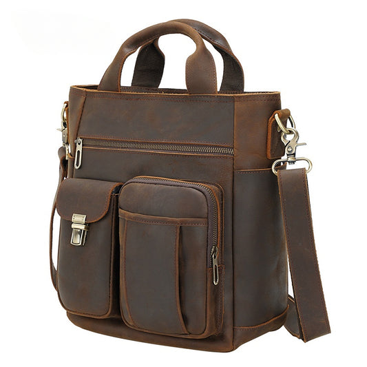 Men's Top-grain Cowhide Outdoor Leather Crossbody Bag Single Shoulder Bag