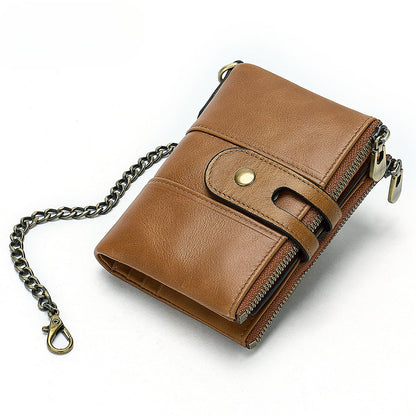 Men's Genuine Leather Zero Wallet Zipper Wallet Wallet Wallet Wallet Clip