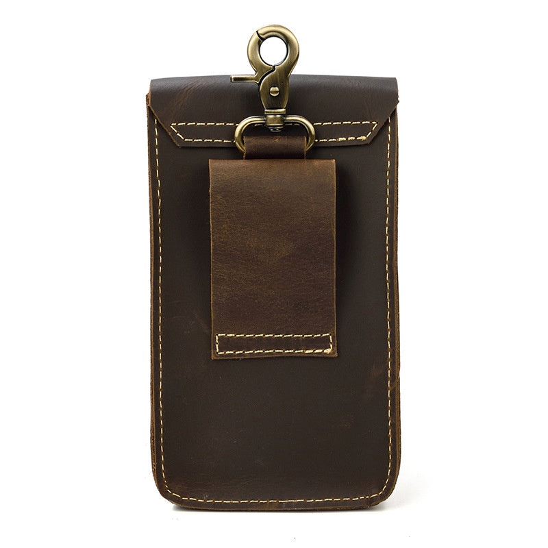 Crazy Horse Leather Waist Bag Men's Vintage Genuine Leather Belt Bag