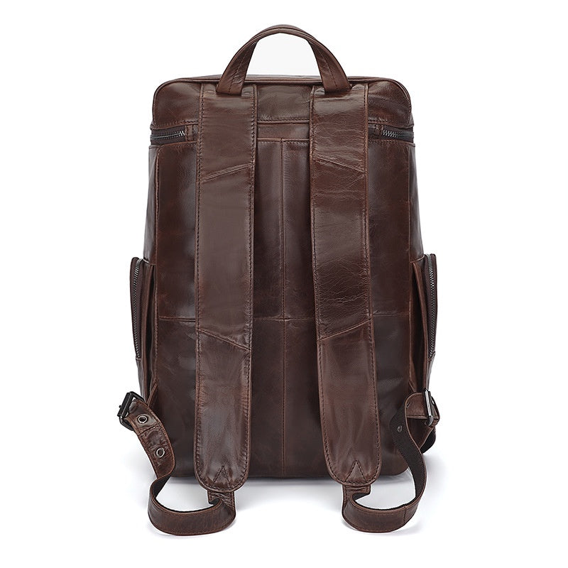 Computer Bag Full-grain Cowhide Leather Large Capacity Waterproof Backpack