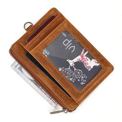 Genuine Leather Wallet, Crazy Horse Leather, Multiple Card Slots, Card Holder