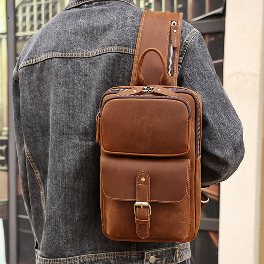 Retro Bag Men's Full-grain Cowhide Shoulder Bag Crossbody Bag