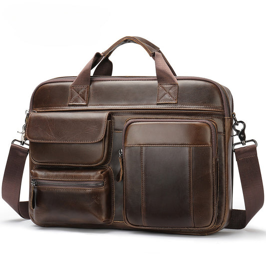 Men's Briefcase, Full-grain Cowhide High-capacity Computer Bag, Shoulder Bag