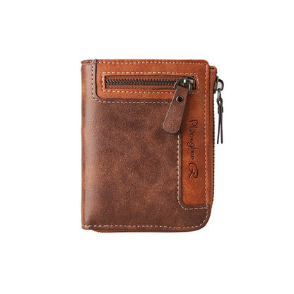 Men's Wallet Zipper Leather Short Wallet