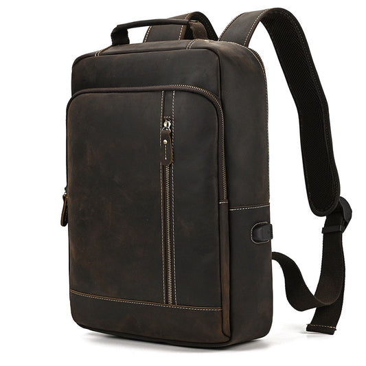 Full-grain leather 16 inch Large Capacity Backpack, Shoulder Bag