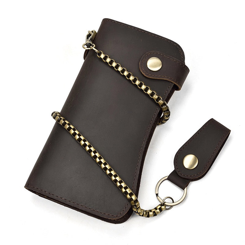 Men's Genuine Leather Embossed Dragon Pattern Multi Slot Leather Wallet