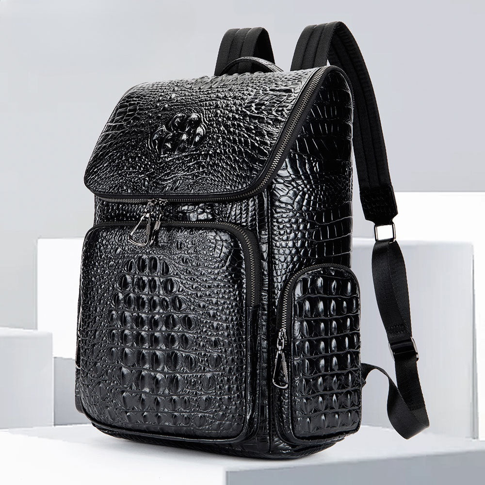 Crocodile Pattern Backpack Men's Leather Large-capacity Backpack Business Travel Bag