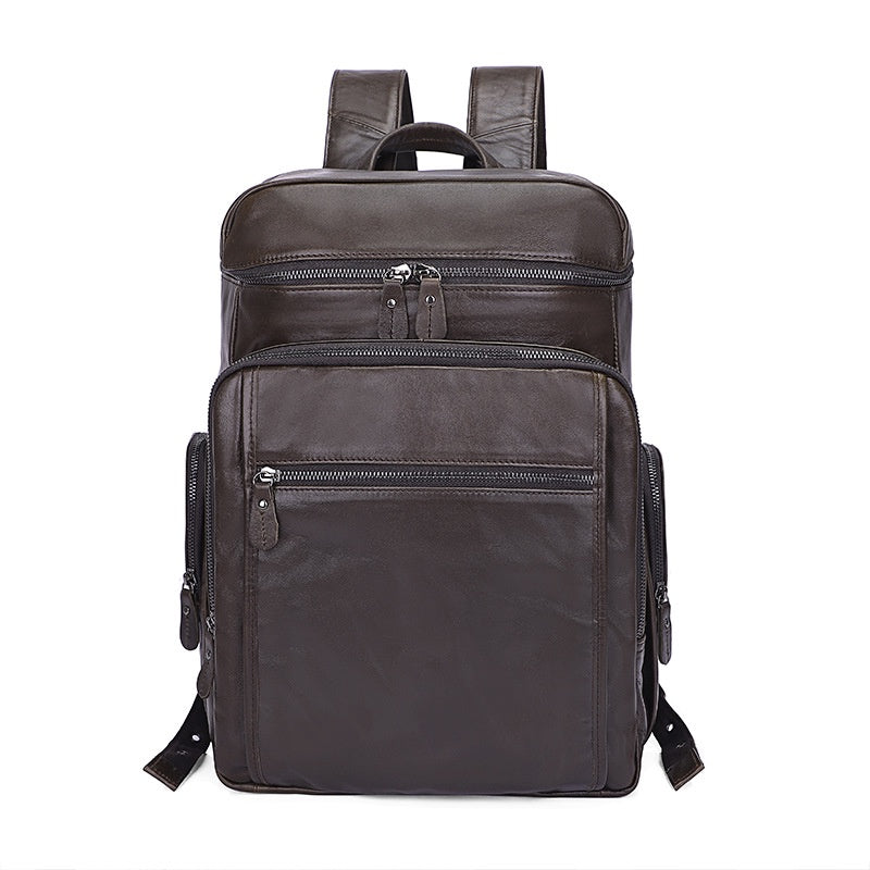 Computer Bag Full-grain Cowhide Leather Large Capacity Waterproof Backpack