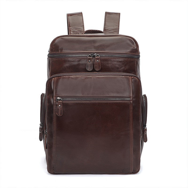 Computer Bag Full-grain Cowhide Leather Large Capacity Waterproof Backpack
