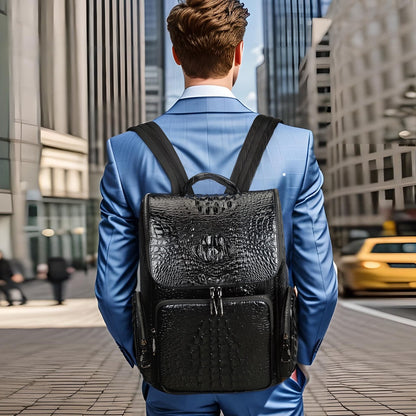 Crocodile Pattern Backpack Men's Leather Large-capacity Backpack Business Travel Bag