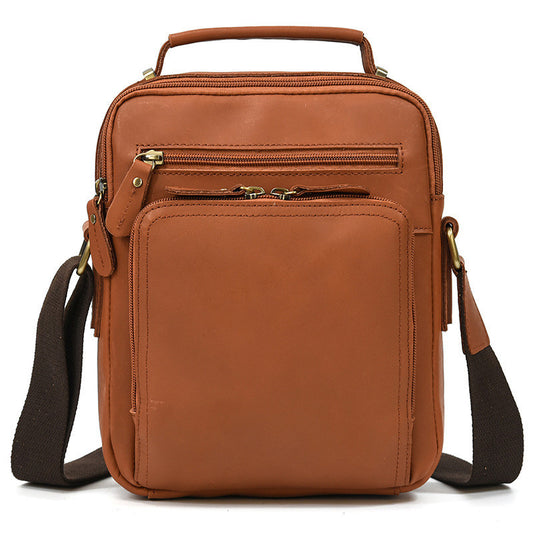 Men's Leather Shoulder Bag, Casual Crossbody Bag, Top Layer Cowhide Carrying Shoulder Bag
