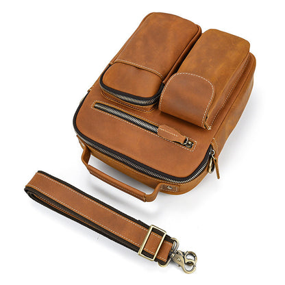 Men's Crazy Horse Leather Crossbody Bag Leisure Messenger Bag