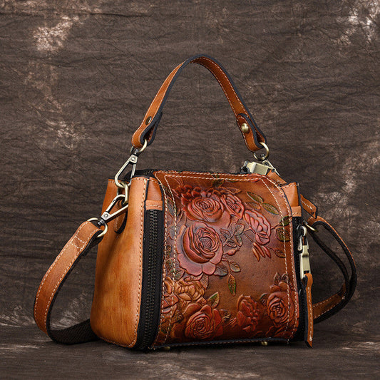 Fashionable Women's Bag Full-grain Cowhide Leather, Retro Handmade Crossbody Bag