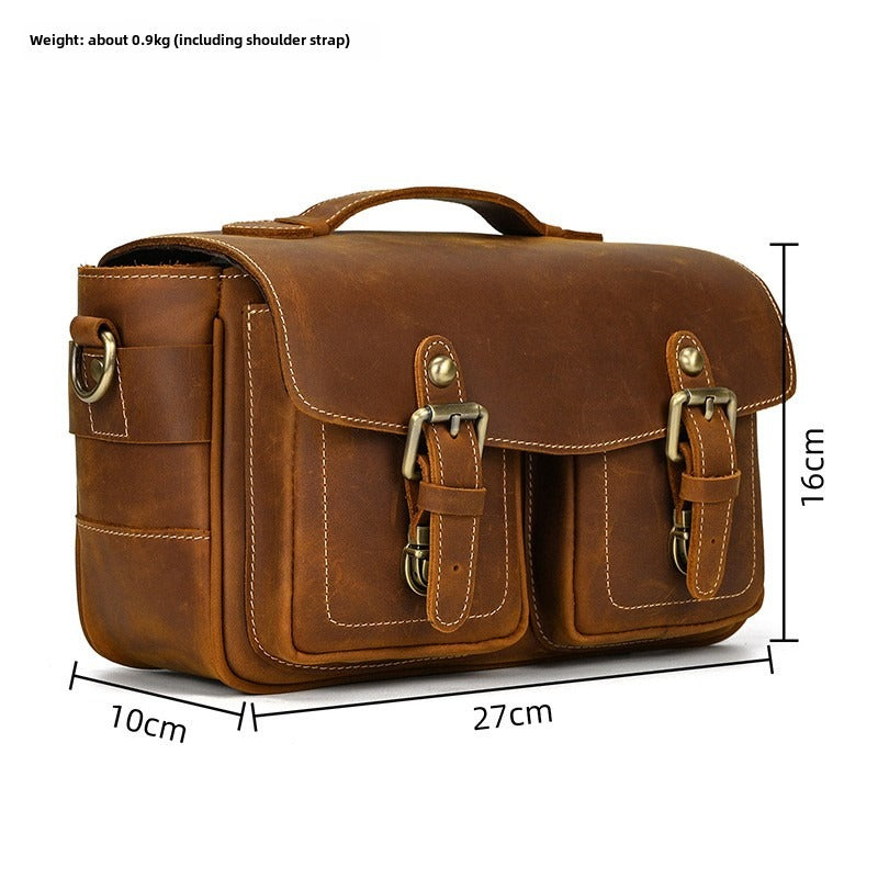 Retro Camera Bag Crazy Horse Leather Portable Photography Bag Mirrorless Camera Outdoor Shoulder Bag DSLR Camera Bag