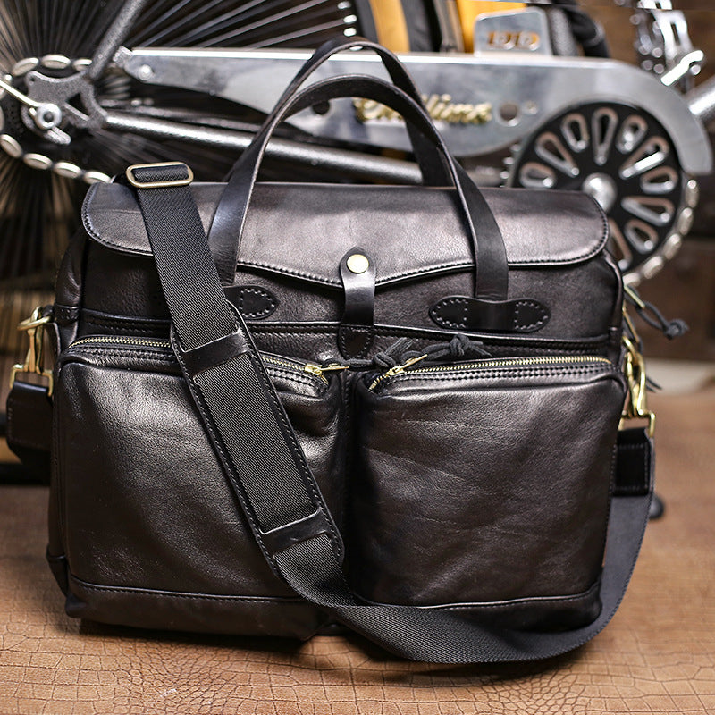 Retro Horse Leather Men's Business Briefcase Crossbody Computer Bag