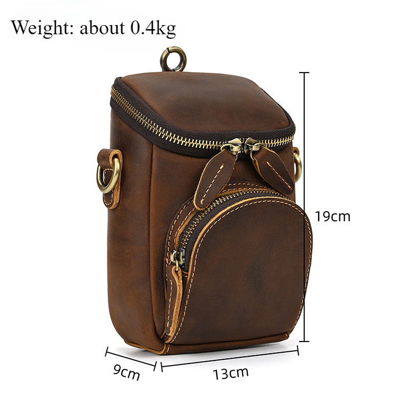 Genuine Leather Man Bag Crazy Horse Cross Body Bag Full Grain Leather