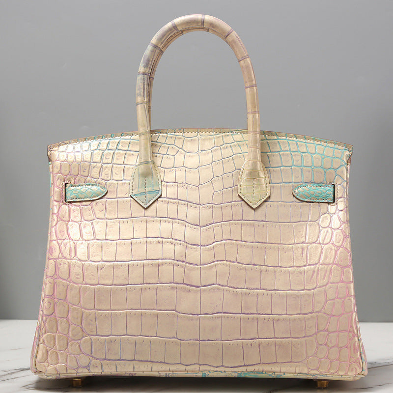 Handmade Imported Nile Crocodile Leather Birkin Bag Women's Bag Genuine Leather Bag