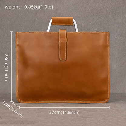 Crazy Horse Leather Bag Retro Briefcase Genuine Leather Handbag Full-grain Cowhide Leather Crossbody Bag