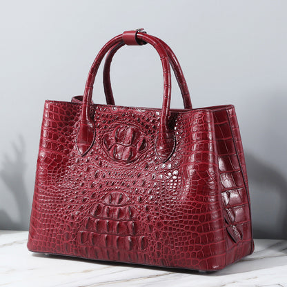 Crocodile Leather Bag Genuine Leather Women's Bag Large-Capacity Bucket Bag Shoulder Crossbody Handbag