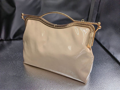 Pure Handmade Boutique Fashion Handbags Cowhide Patent Leather Big Lip Shape Mouth Gold Bag