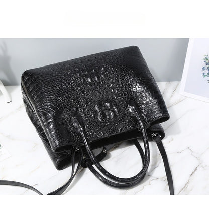 Crocodile Leather Bag Genuine Leather Women's Bag Large-Capacity Bucket Bag Shoulder Crossbody Handbag