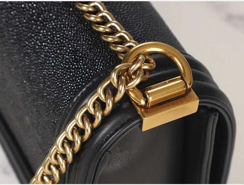 Pearl Fishskin Bag Women's Leather Women's Bag Chain Crossbody Bag Shoulder Bag