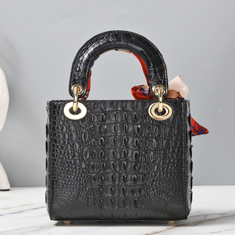 Crocodile Leather Bag Fashion High-End Diana Bag Genuine Leather Chain Portable Messenger Bag