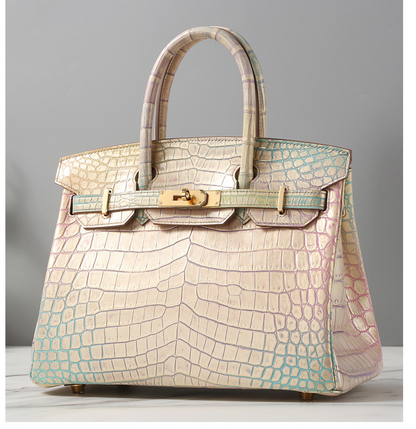 Handmade Imported Nile Crocodile Leather Birkin Bag Women's Bag Genuine Leather Bag