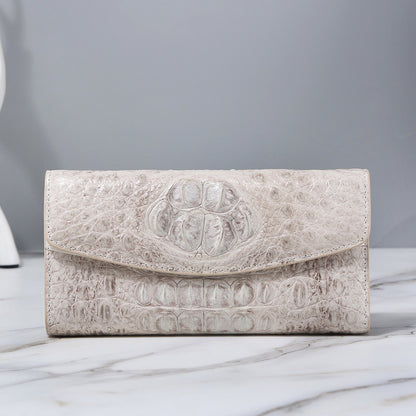 Himalayan White Crocodile Leather Wallet Large Capacity Lady's Wallet Genuine Leather Clutch Bag