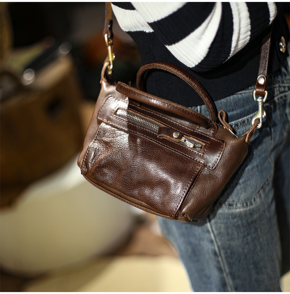 Full-grain Cowhide Messenger Bag Retro Shoulder Bag Genuine Leather Bag