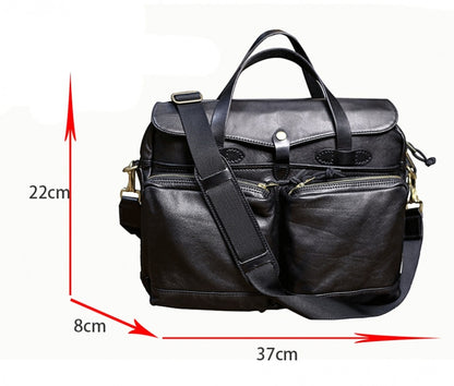 Retro Horse Leather Men's Business Briefcase Crossbody Computer Bag