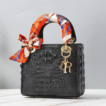 Crocodile Leather Bag Fashion High-End Diana Bag Genuine Leather Chain Portable Messenger Bag