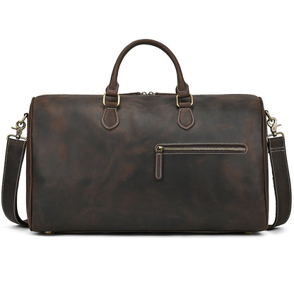 Retro Crazy Horse Leather Travel Bag Large Capacity Genuine Leather Portable Shoulder Bag Cowhide Leather Luggage Bag