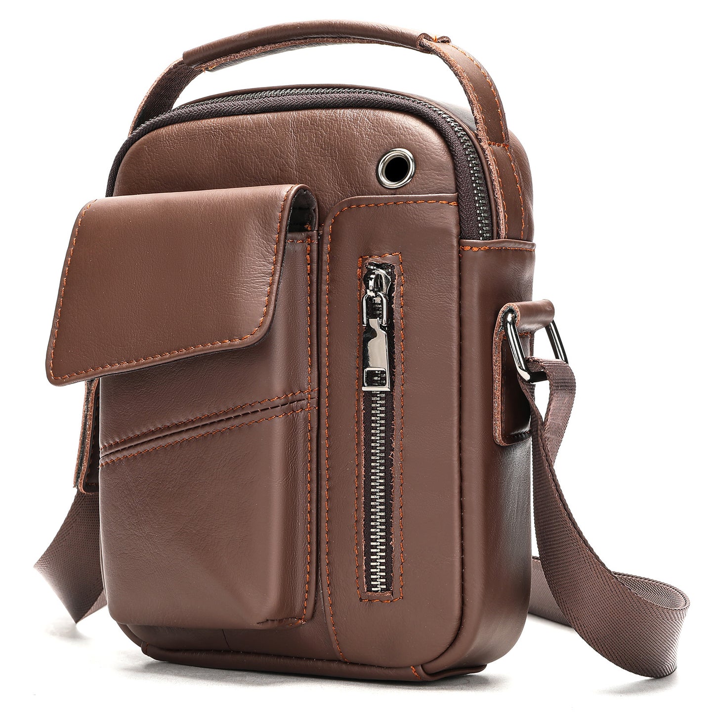 Men's High-capacity Crossbody Bag, Genuine Leather Bag