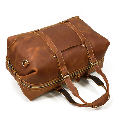 Travel Bag Crazy Horse Leather Large-Capacity Luggage Bag Vintage Handbag Crossbody Messenger Bag