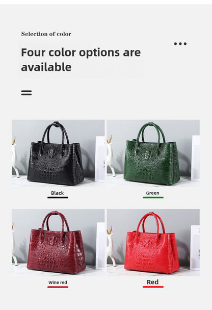 Crocodile Leather Bag Genuine Leather Women's Bag Large-Capacity Bucket Bag Shoulder Crossbody Handbag