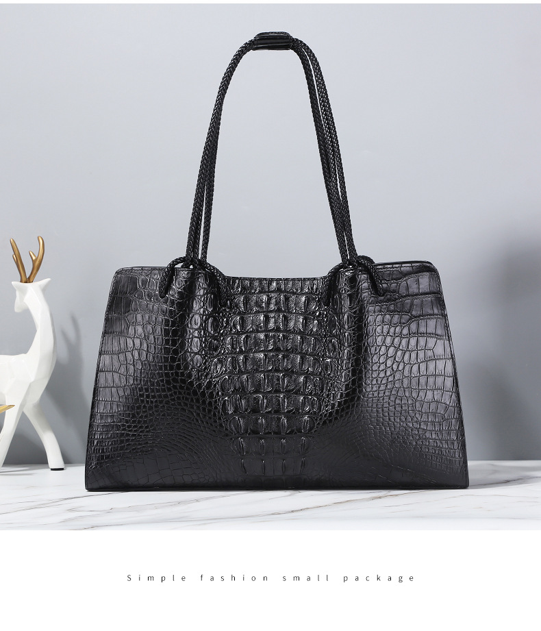 Crocodile Leather Women's Bag Leather Shoulder Bag Portable Tote Bag